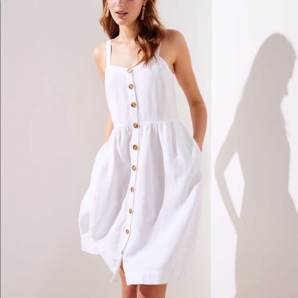 Loft white summery dress with buttons